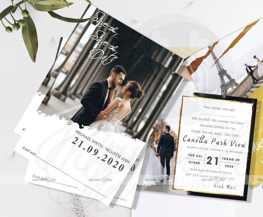 NH-070 Thiệp cưới in hình dâu rể