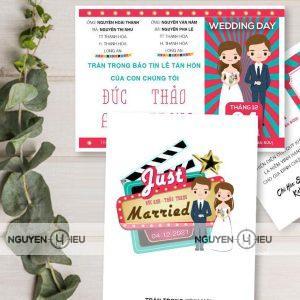 Thiệp cưới chibi tone màu trắng