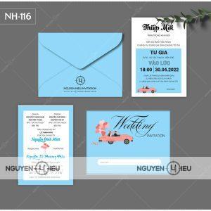 Thiệp cưới tone màu xanh xe hơi wedding