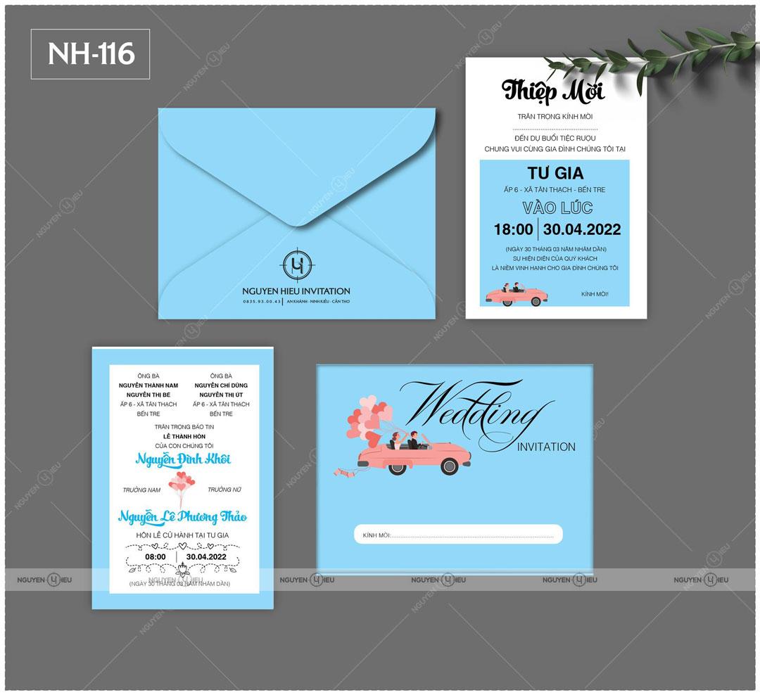 Thiệp Cưới Nguyễn Hiếu Thiết Kế Thiệp cưới tone màu xanh xe hơi wedding