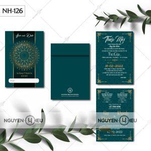 Thiệp cưới tone màu xanh sang trọng
