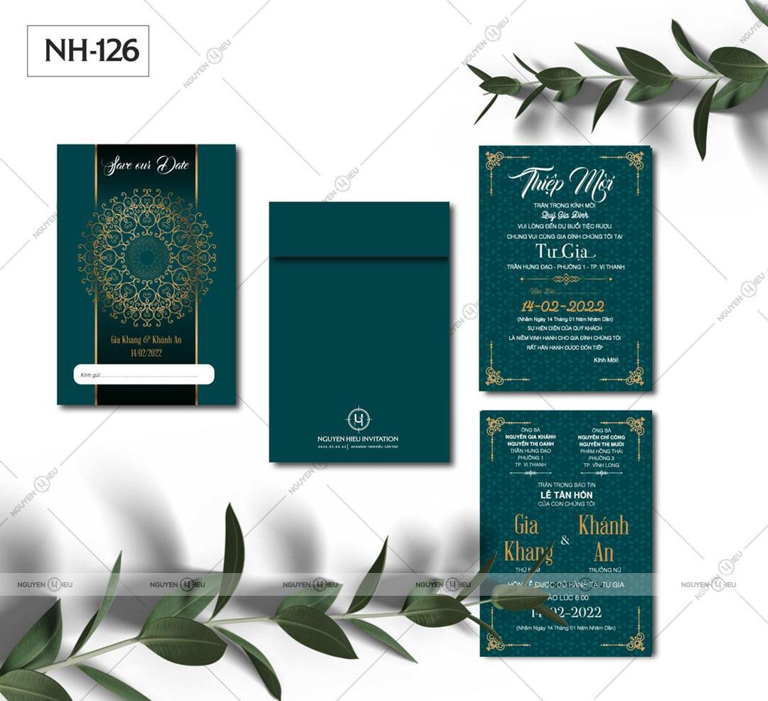 Thiệp Cưới Nguyễn Hiếu Thiết Kế Thiệp cưới tone màu xanh sang trọng