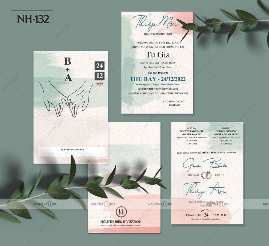 Thiệp cưới Hiếu Nguyễn - Các loại thiệp cưới Thiệp cưới màu nước hình bàn tay