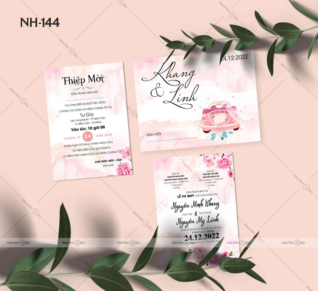 Thiệp Cưới Nguyễn Hiếu Thiết Kế Thiệp cưới màu nước họa tiết hoa