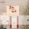 Thiệp cưới Hiếu Nguyễn - NH-145 Thiệp cưới họa tiết hoa lá màu kem
