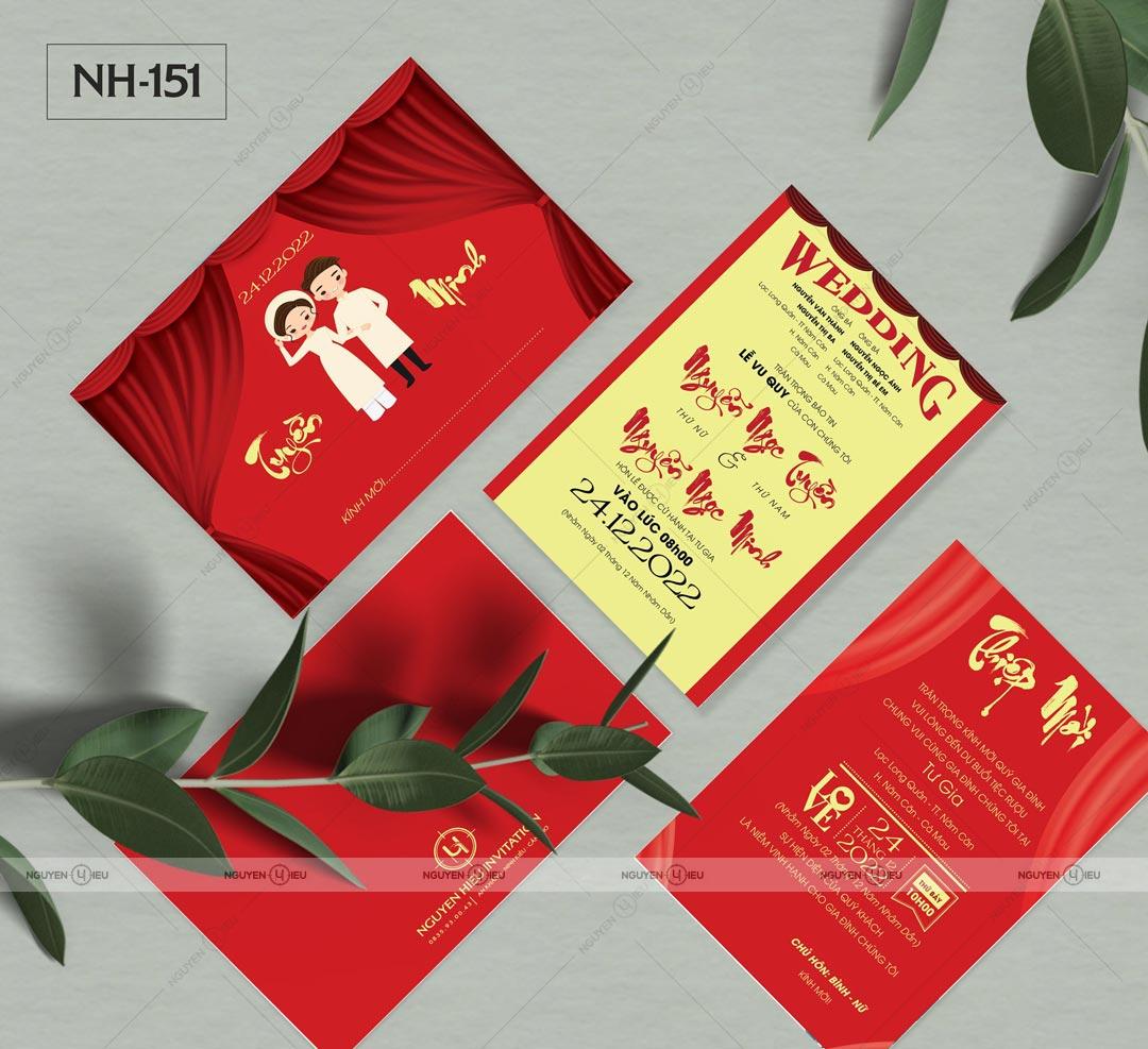 Thiệp Cưới Nguyễn Hiếu Thiết Kế Thiệp cưới chibi tone màu đỏ