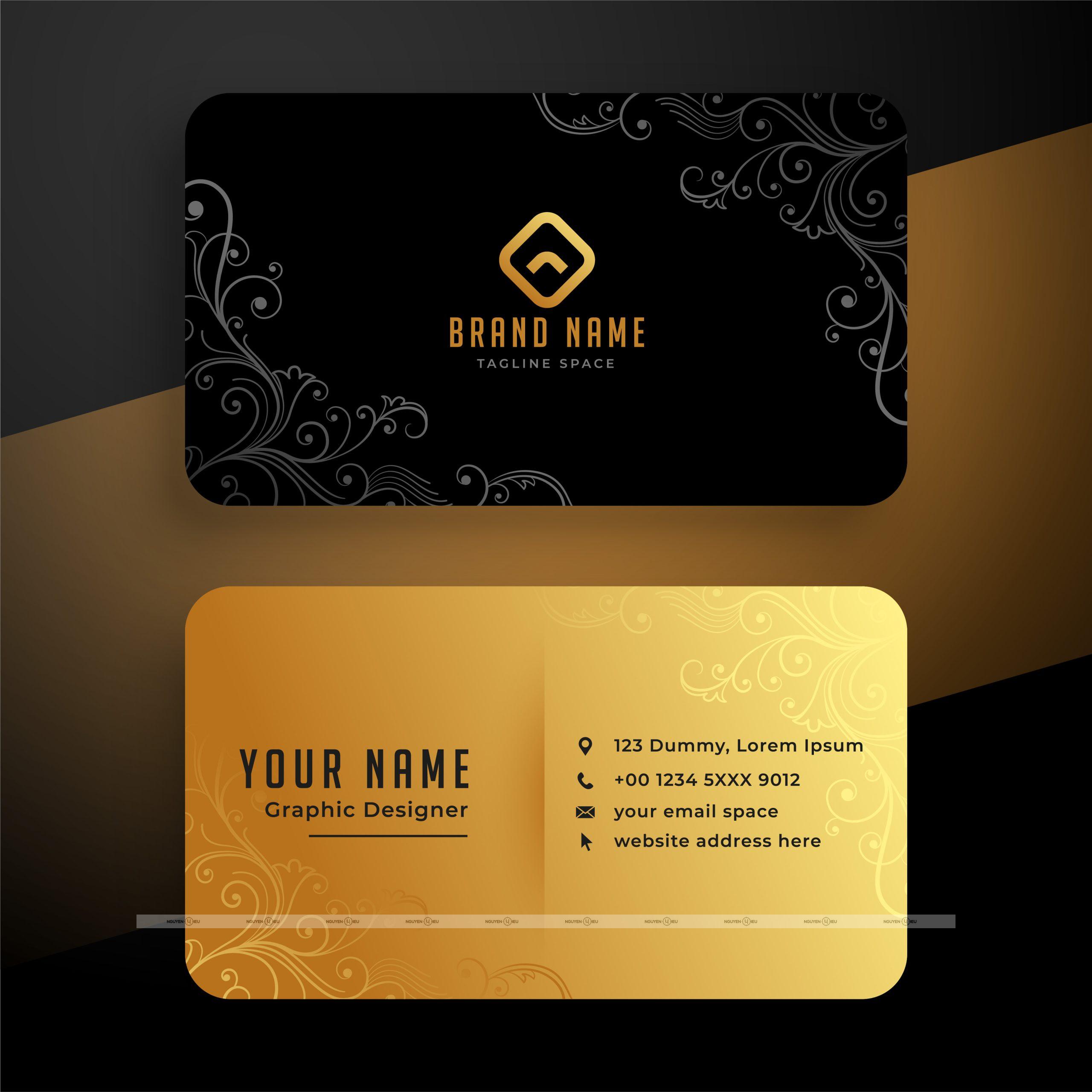 golden floral business card template design NC13 1 scaled