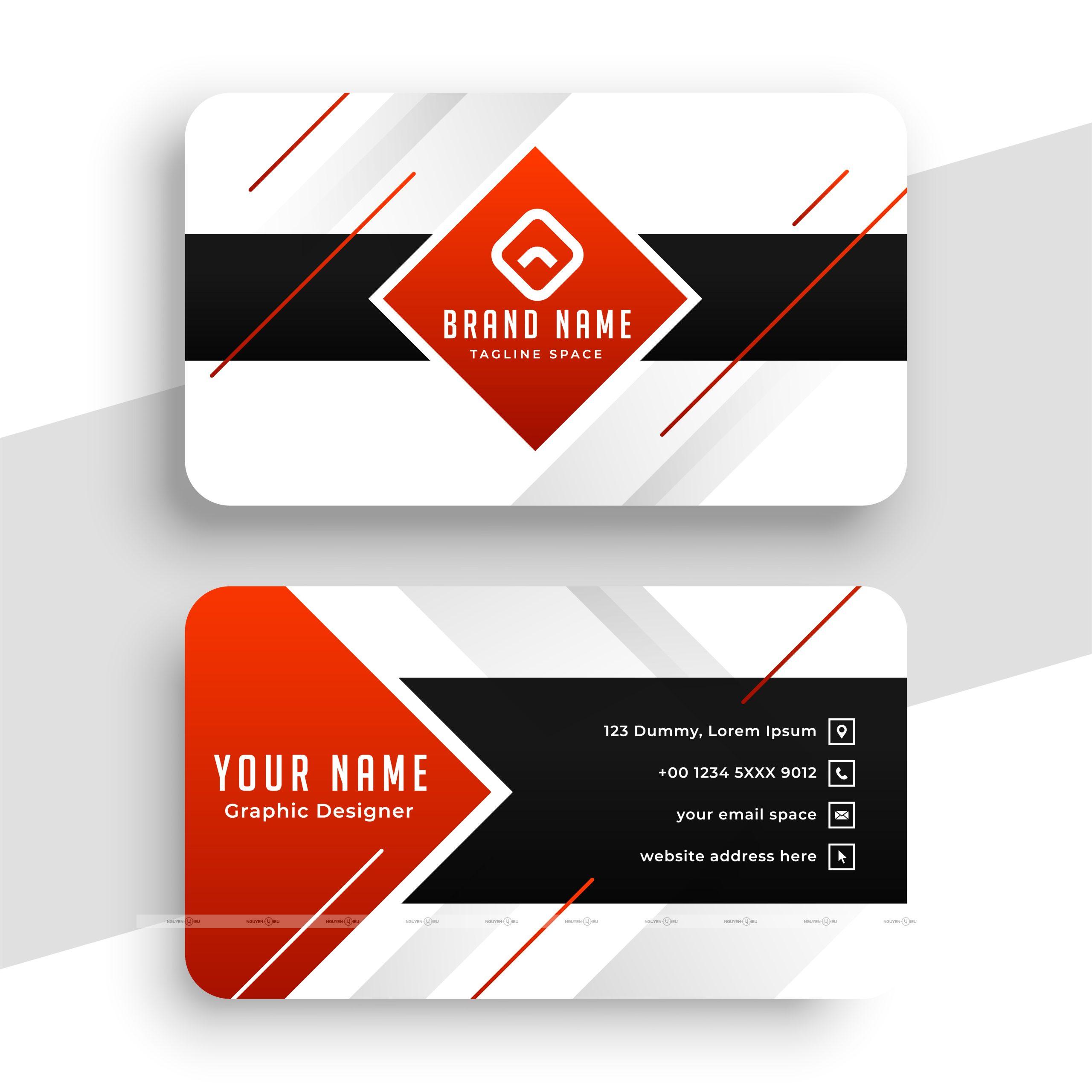 stylish red geometric business card design NC15 1 scaled