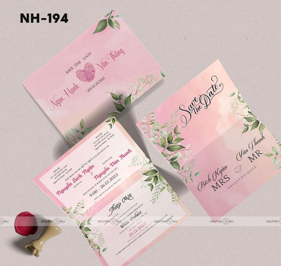 Thiệp cưới Nguyễn Hiếu thiết kế Thiệp cưới màu hồng