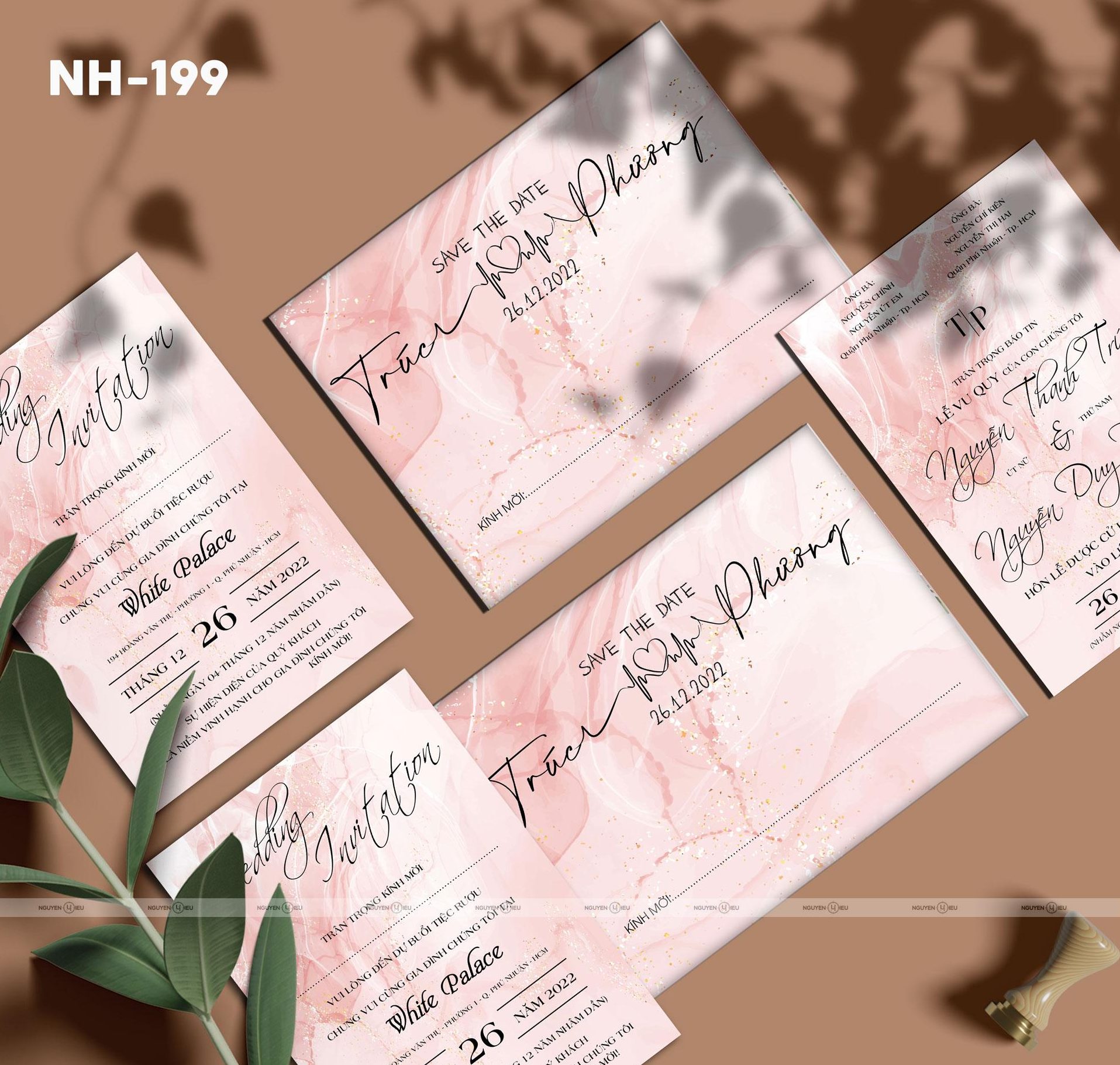 Thiệp cưới Nguyễn Hiếu thiết kế Thiêp cưới tone hồng