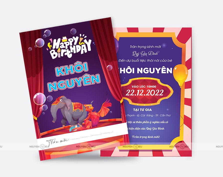 Thiệp sinh nhật Nguyễn Hiếu thiết kế Thiệp rạp xiếc