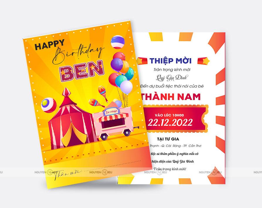 Thiệp sinh nhật Nguyễn Hiếu thiết kế Thiệp màu vàng
