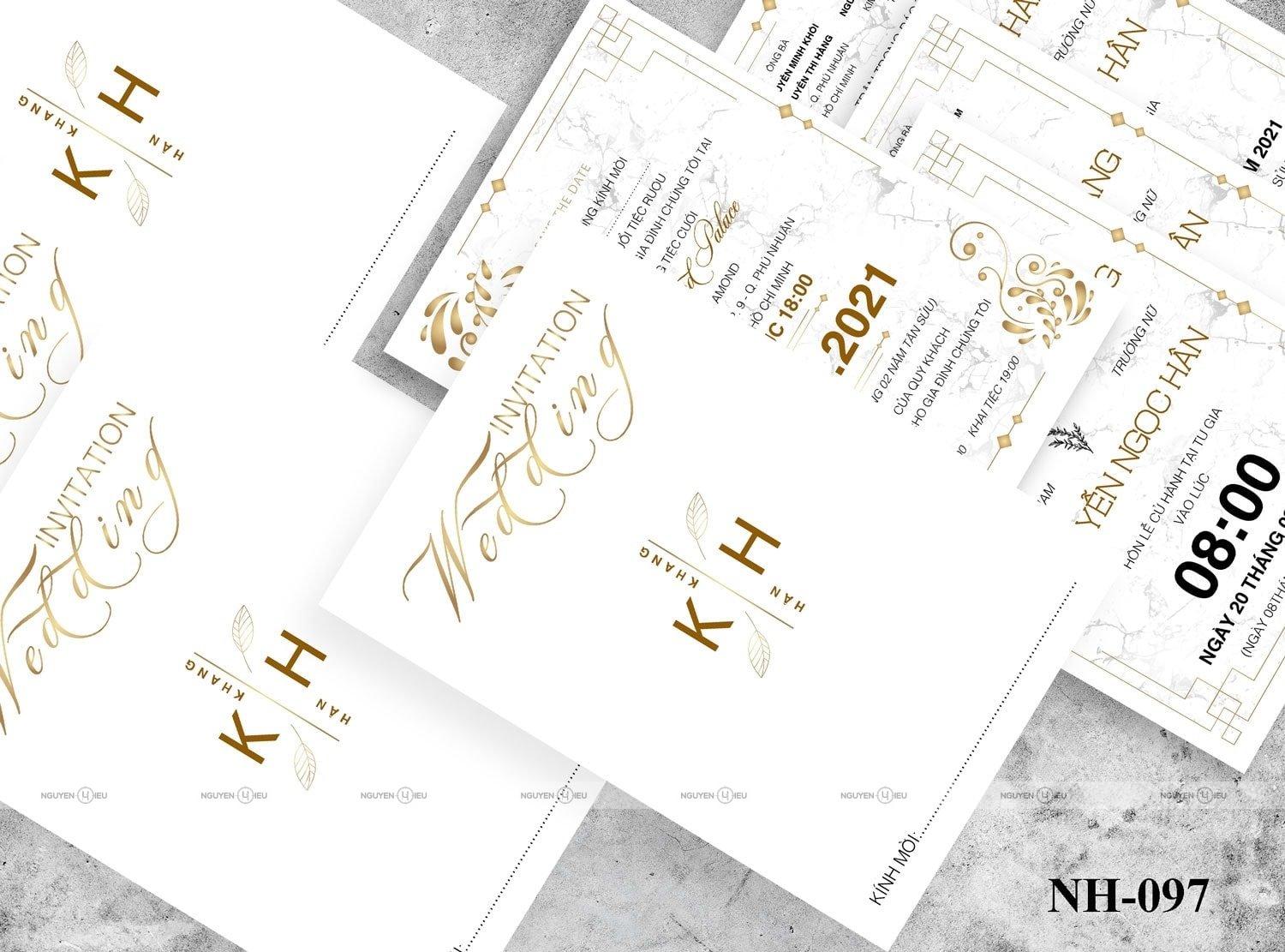 Thiệp cưới Nguyễn Hiếu thiết kế Thiệp cưới màu trắng