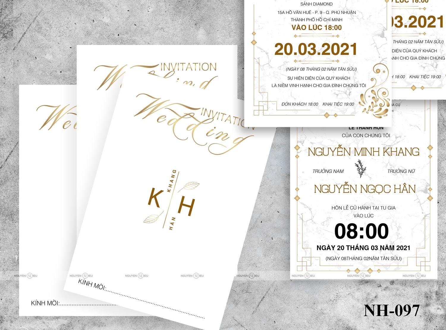 Thiệp cưới Nguyễn Hiếu thiết kế NH 097B