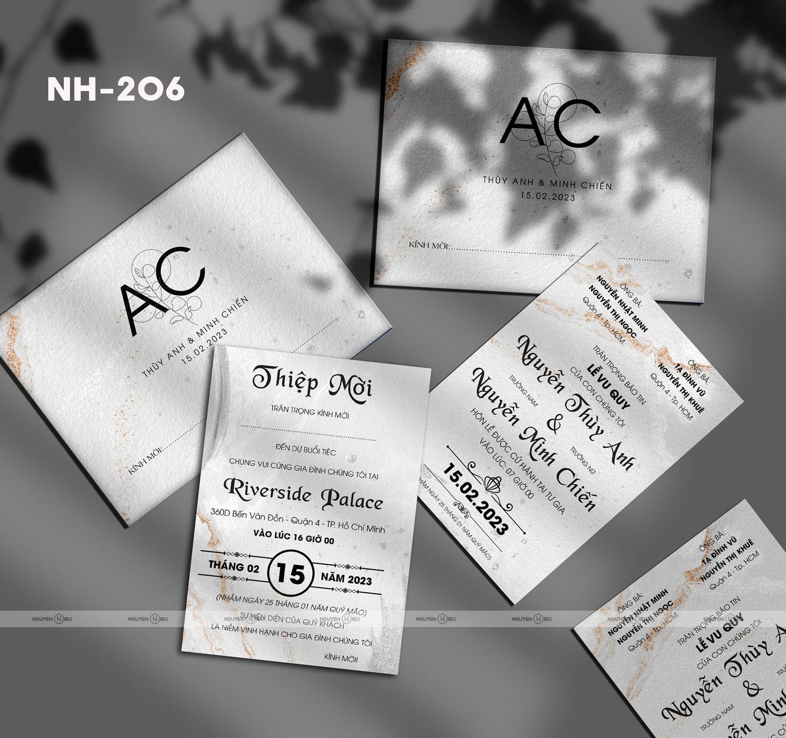 Thiệp cưới Nguyễn Hiếu thiết kế Thiệp cưới màu xám