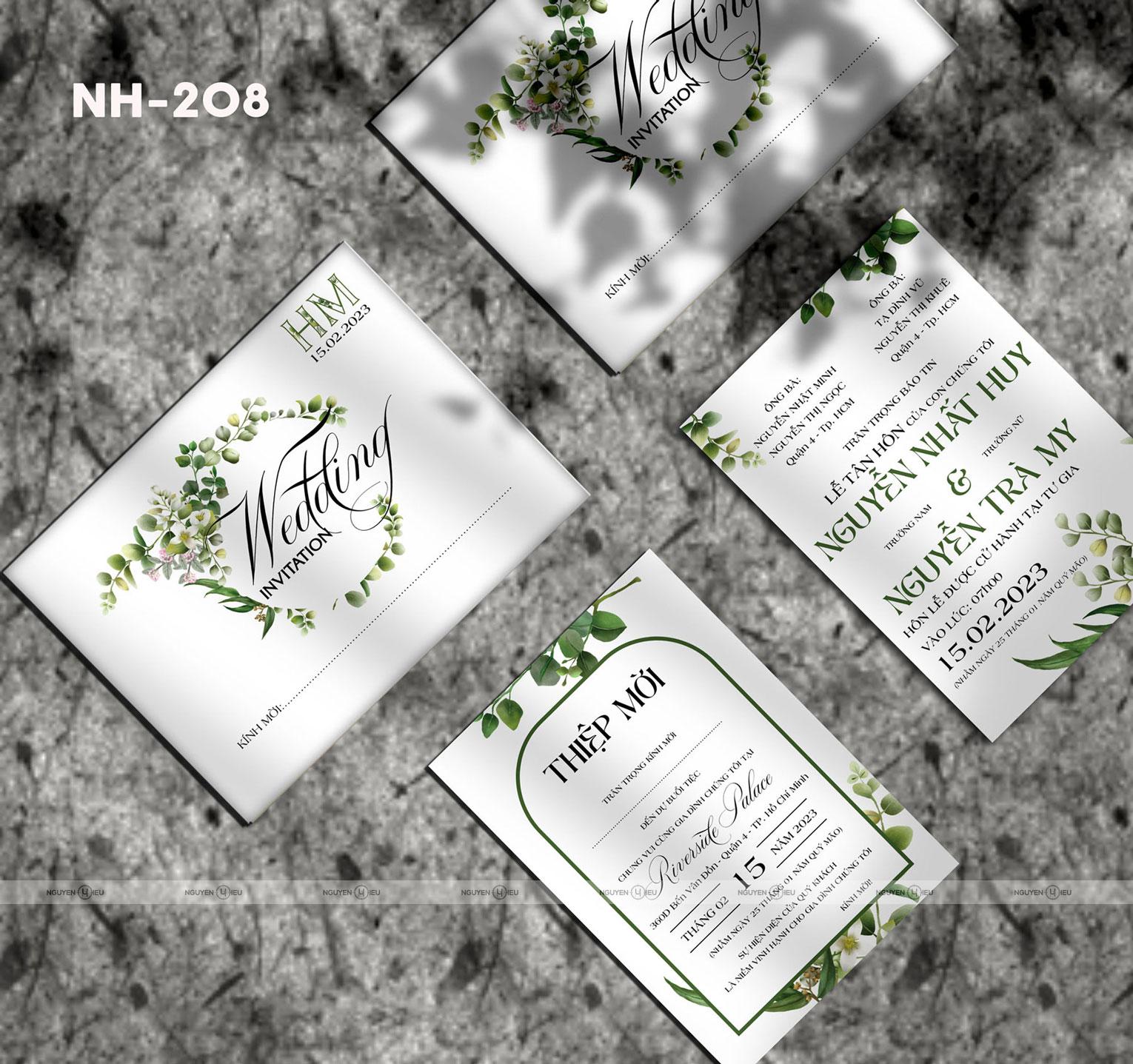 Thiệp cưới Nguyễn Hiếu thiết kế Thiệp cưới vòng hoa tone xanh trắng Nguyễn Hiếu thiết kế