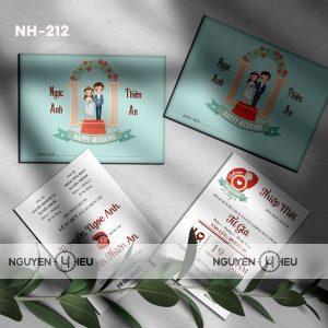 Thiệp cưới chibi màu xanh Nguyễn Hiếu thiết kế