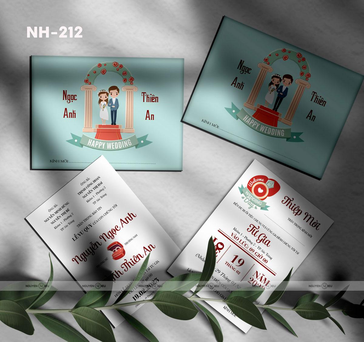 NH-Thiệp cưới Nguyễn Hiếu thiết kế Thiệp cưới chibi màu xanh Nguyễn Hiếu thiết kế